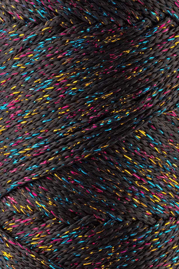 Multi Sparkle Simli 200 gr Polyester Makrome Ip Koyu Gri 2 Mm - 230 M Çanta ipi - 3