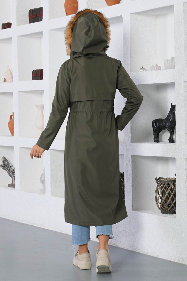 MİH15800 Model Khaki Płaszcz - Koronkowe Szczegółowo - 5