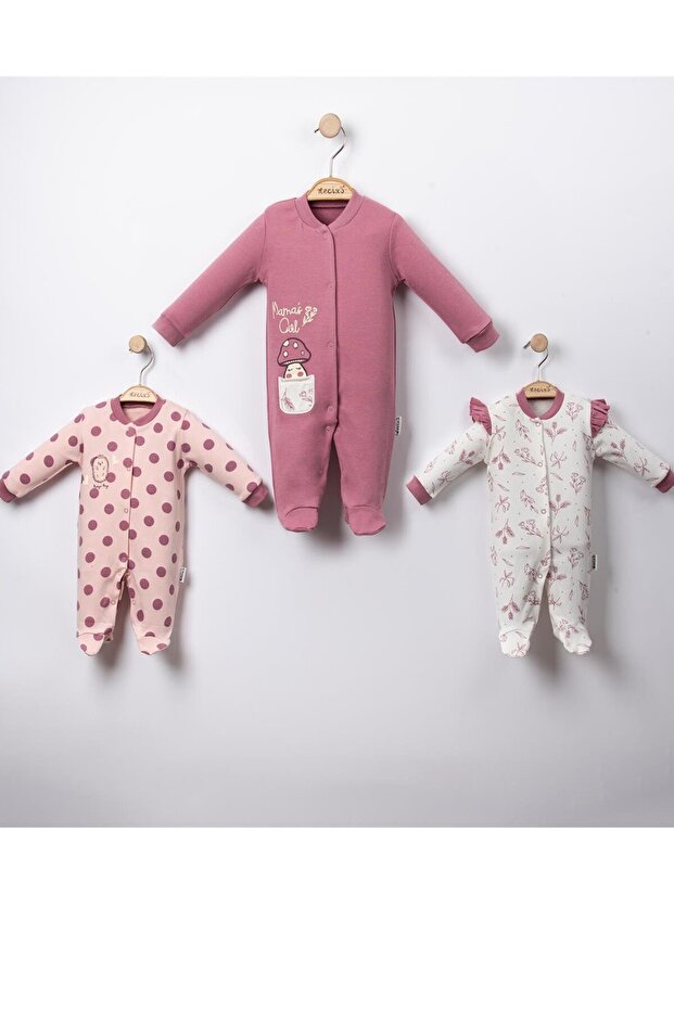 baby girl seat front buttoned booties baby 3-piece romper