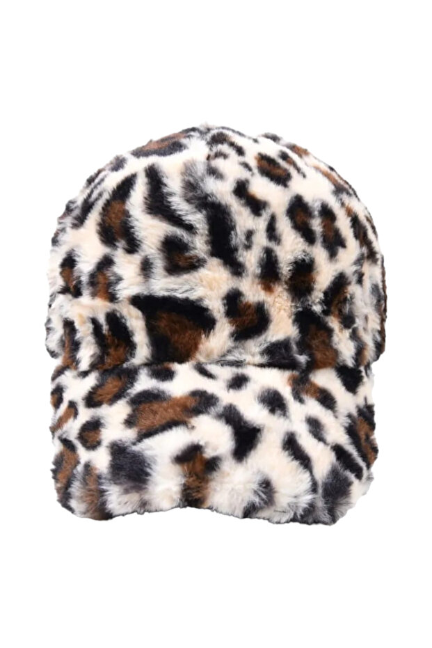 قبعة نسائية من القطيفة بنمط الفهد - 3