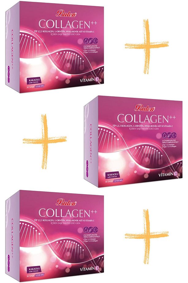 Collagen Tip 1,2,3 L-ornitin Hyaluronik Asit C Vitamini 12100 Mg Kakaolu 30 Şase 3 Adet - 1