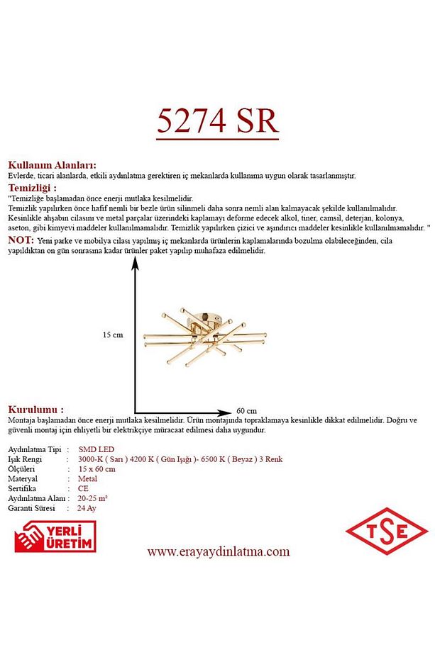 5274 Sarı Led Avize - 3