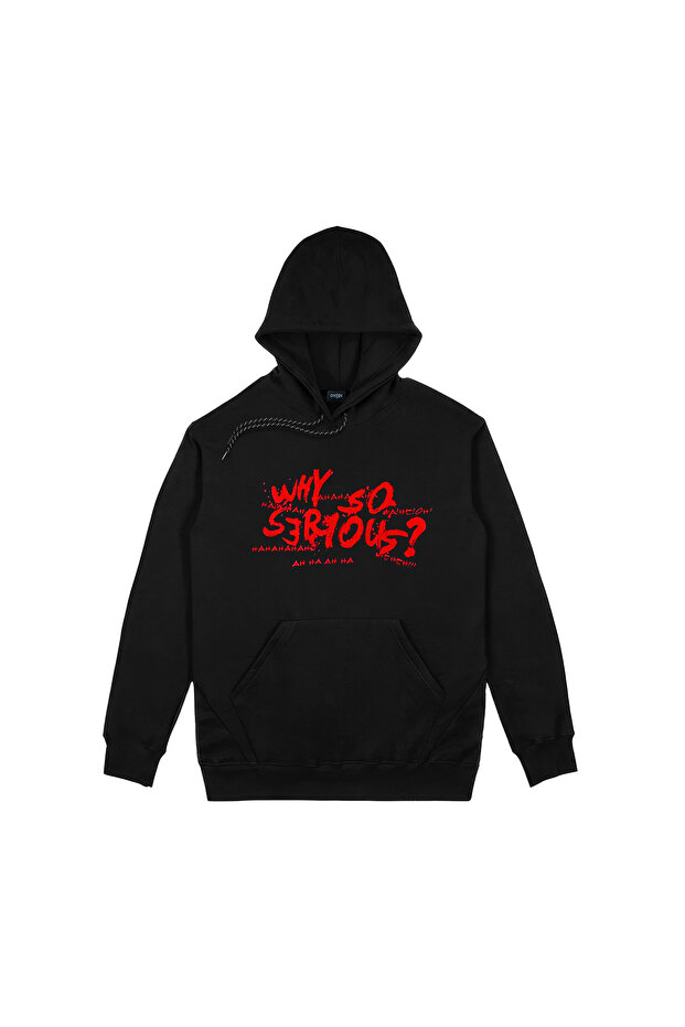 Černá mikina s kapucí Joker Why So Serious vpředu a vzadu - 2