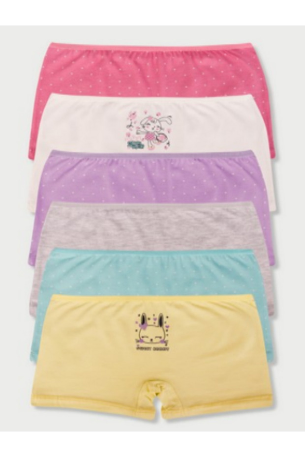 Girl's Colorful Cotton Lycra Boxers 6 Pieces 89500-101