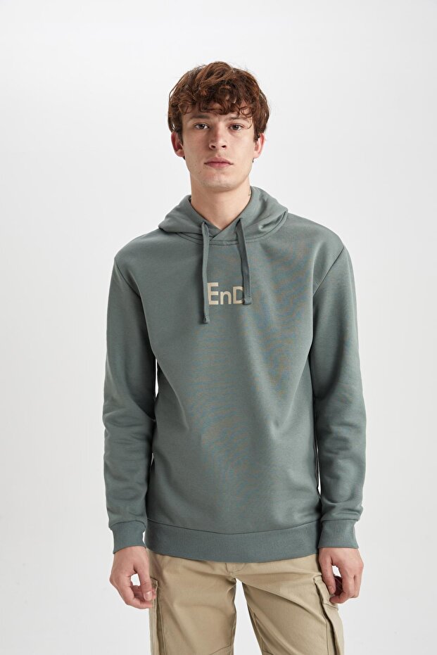 Regular Fit Hooded Printed Sweatshirt Y5286Az24Au