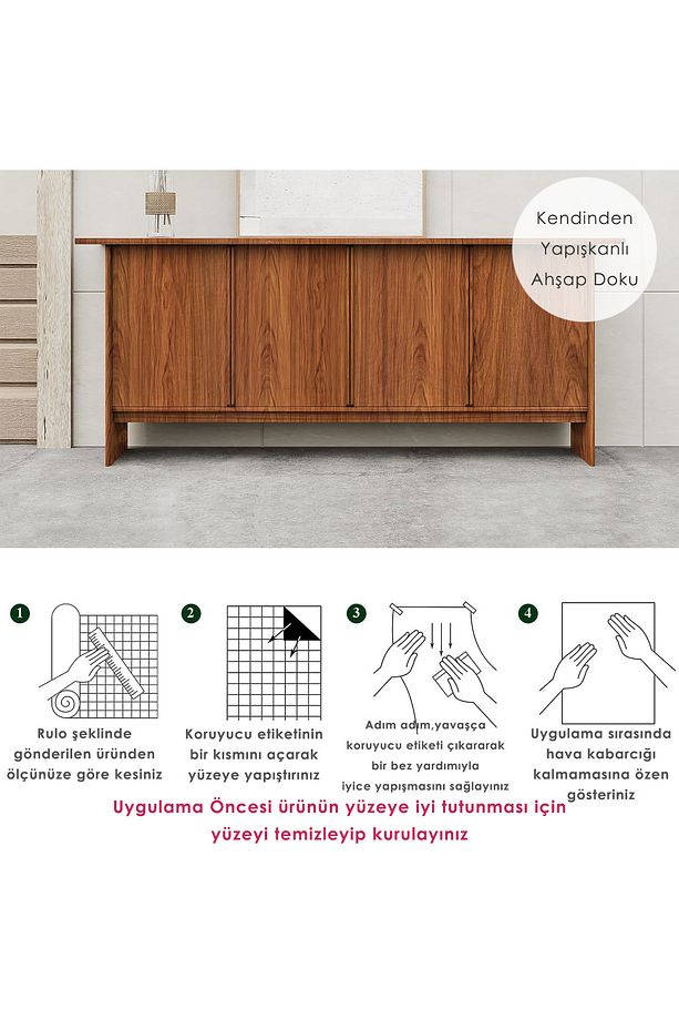 60cm×100cm Kendinden Yapışkanlı Ahşap Görünümlü Kaplama Kağıdı Mutfak Dolap Masa Duvar - 6
