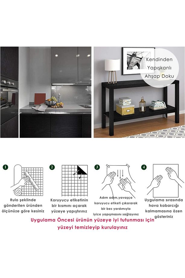 60cm×100cm Kendinden Yapışkanlı Ahşap Görünümlü Kaplama Kağıdı Mutfak Dolap Masa Duvar - 6
