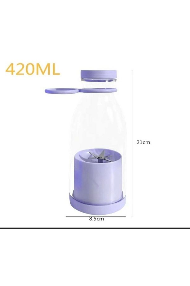 Mini Juice Taşınabilir Blender Plastik Şişe Smoothie Milkshake USB Şarj Edilebilir 420 ml. - 3