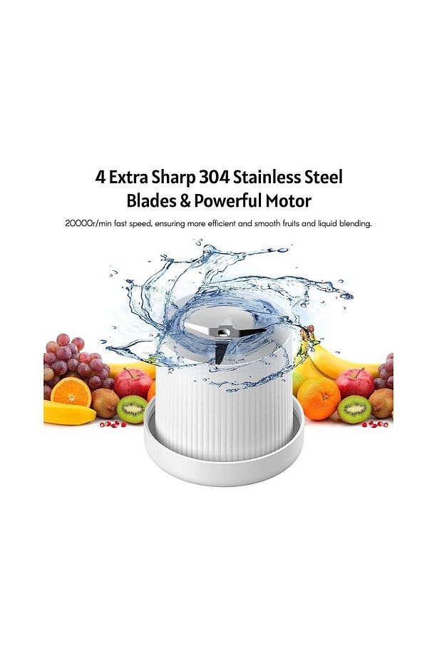 Mini Juice Taşınabilir Blender Plastik Şişe Smoothie Milkshake USB Şarj Edilebilir 420 ml. - 6
