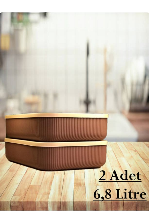 2 Adet 6.8 Litre Mor Saklama Kabı Sebzelik Yiyecek Saklama Oyuncak Kutusu - 2