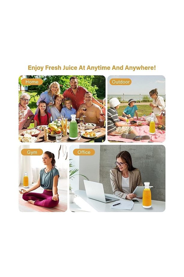 Mini Juice Taşınabilir Blender Plastik Şişe Smoothie Milkshake USB Şarj Edilebilir 420 ml. - 7