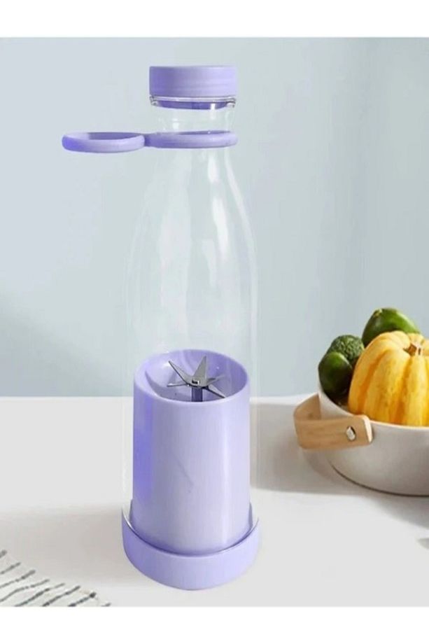 Mini Juice Taşınabilir Blender Plastik Şişe Smoothie Milkshake USB Şarj Edilebilir 420 ml. - 1