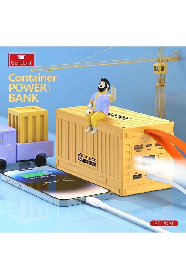 60.000 mAh PD 22.5W Hızlı Şarj 6 Port Çıkışlı Kamp Powerbank Dijital Göstergeli El Askılı Şarj Aleti - 4