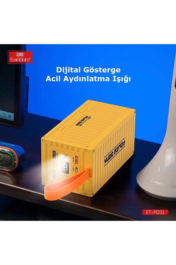 60.000 mAh PD 22.5W Hızlı Şarj 6 Port Çıkışlı Kamp Powerbank Dijital Göstergeli El Askılı Şarj Aleti - 2