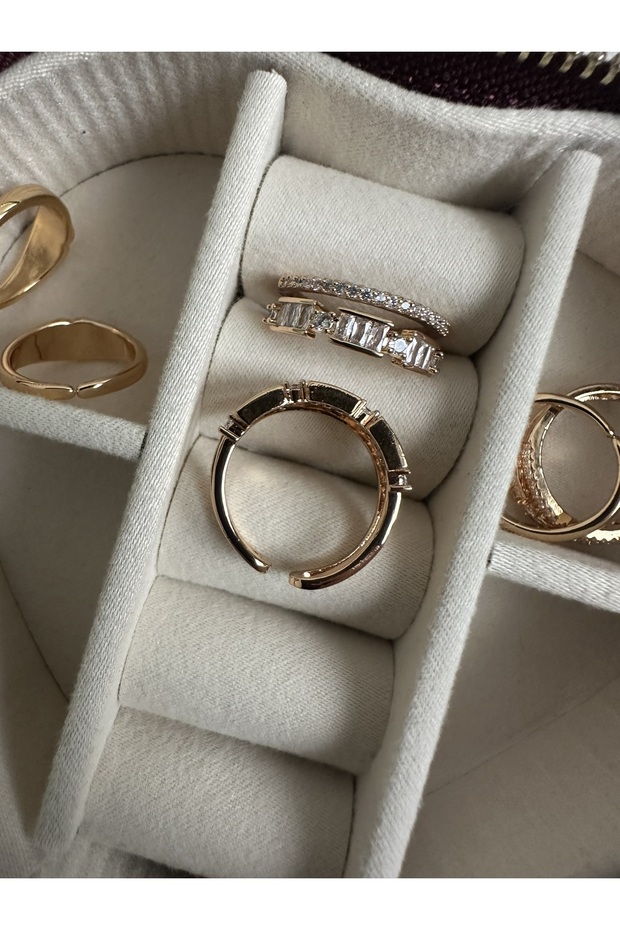 خاتم ذهبي ذو صفين من حجر الباجيت - 2