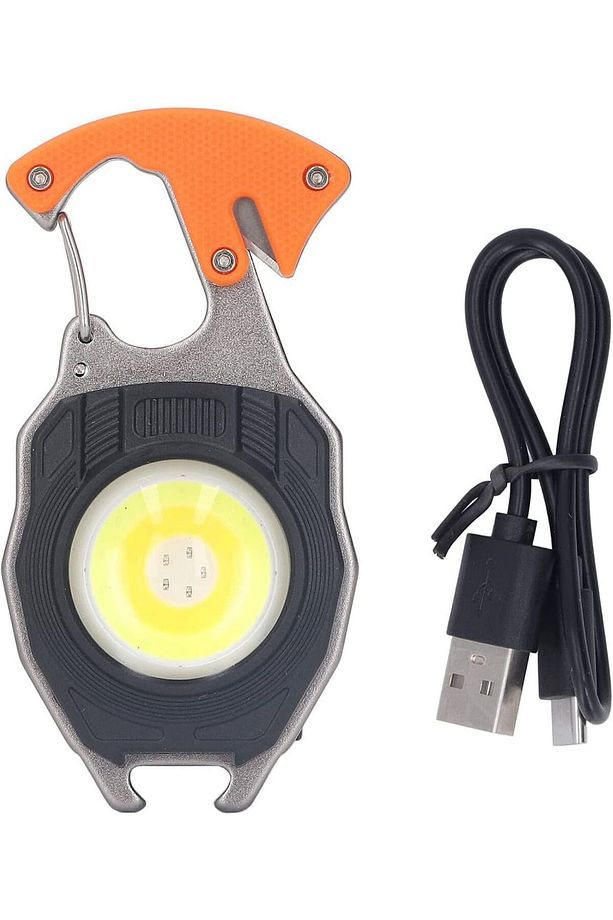 Çok Fonksiyonlu Mini Led Lamba Anahtarlık ve Çakmak USB Şarjlı Kamp İçin Taşınabilir Tam 7 Modlu - 6