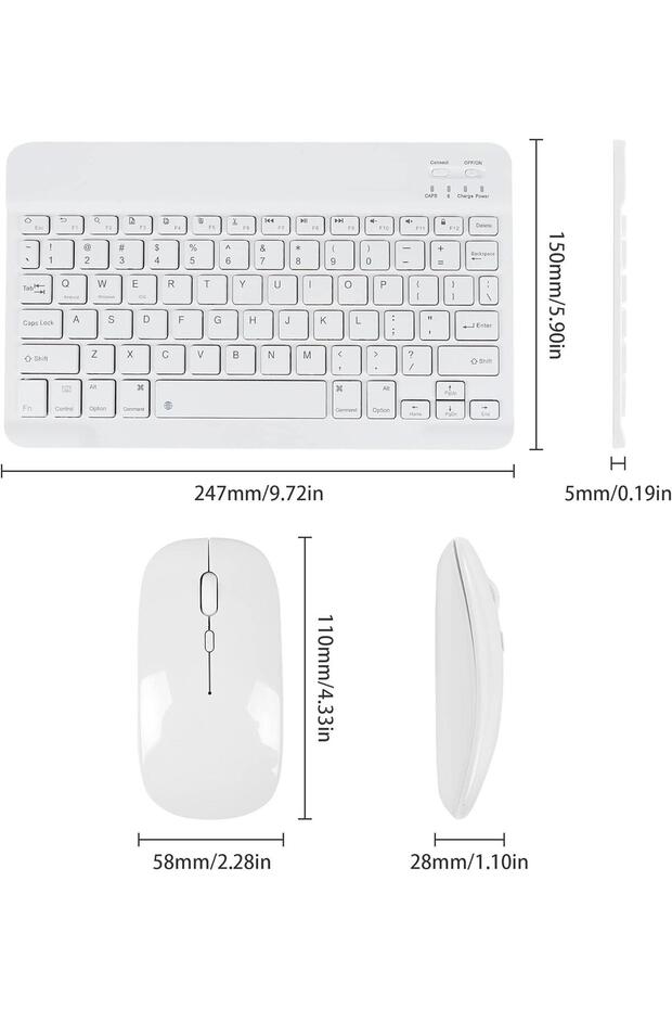 Bluetooth Ios Ipad Android Windows Uyumlu Klavye Mouse Seti - Sessiz - Şarjlı - Combo - Ult - 3