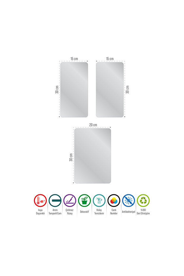 طبق تقديم زجاجي مستطيل مكون من 3 قطع - 1070 - 3