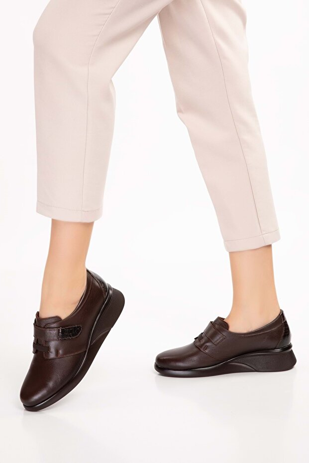 Hakiki Deri Anatomik Taban Rahat Lastik Bağcıklı Ayakkabı Elnr.5808 - 6