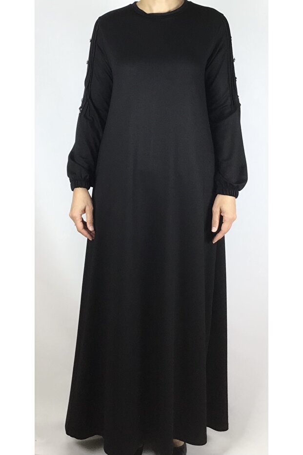 Crystal Two-Strand Sleeve Button Detail Seasonal Dress