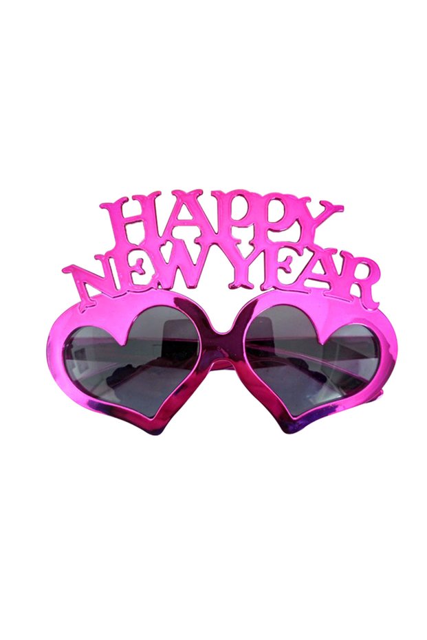 Party Glasses Happy New Year Fuchsia Heart
