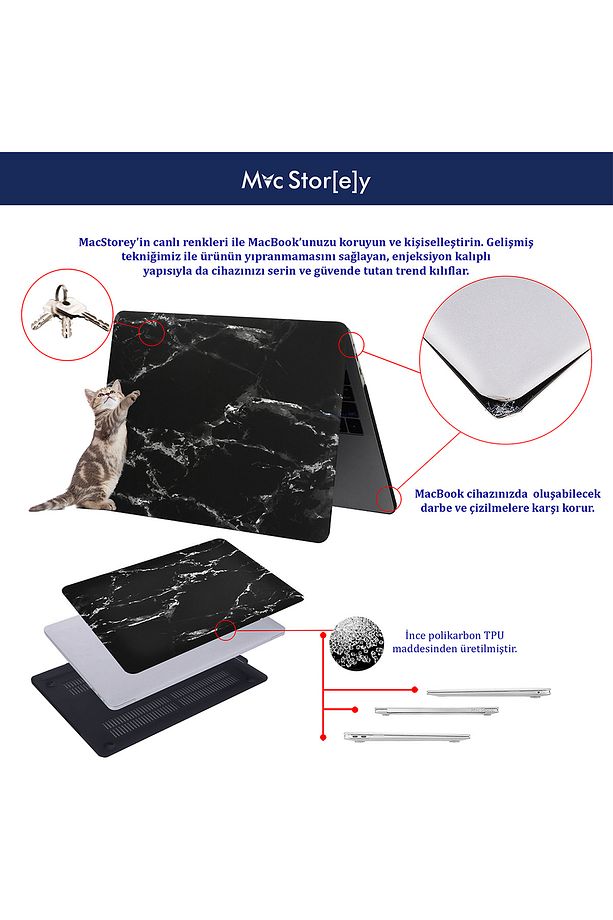 Macbook Air Kılıf 13inç (ESKİ USB'Lİ MODEL 2010-2017) A1369 A1466 Ile Uyumlu Mermer - 8