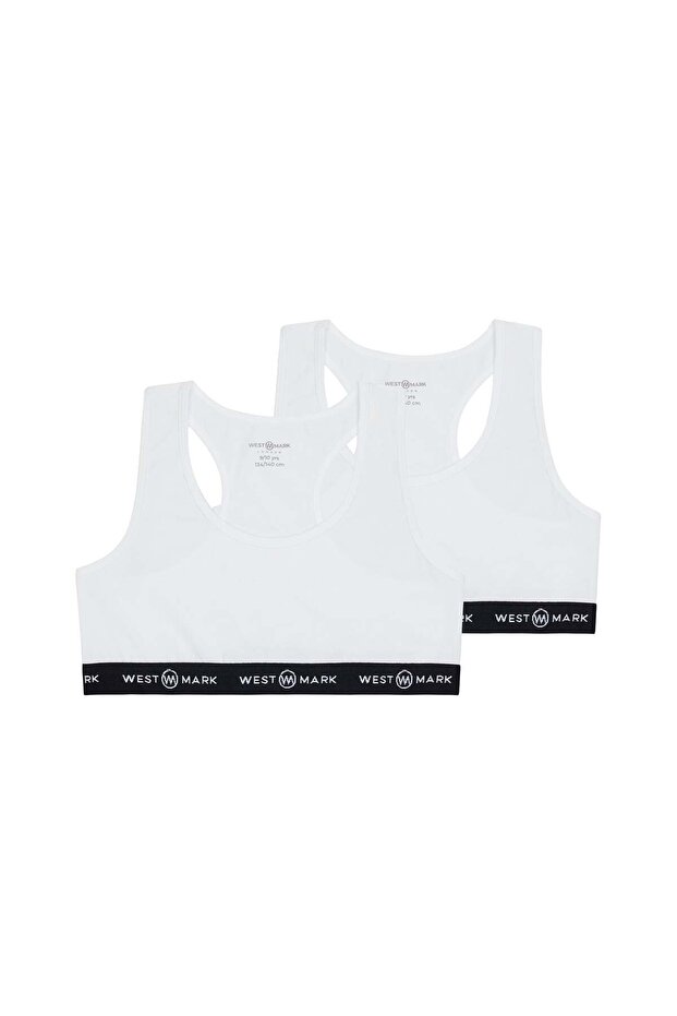 2 Pack White Cotton Girl's Half Bra Bustier ALICE