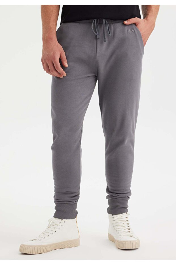 Gray Pocketed Cotton Elastic Leg Regular Fit Men's Sweatpants CORE JOGGER