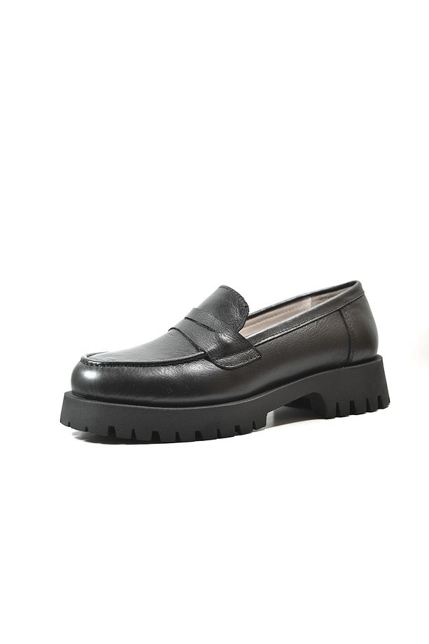 LF.200 Hakiki Deri Siyah Kalın Taban Loafer Kadın Ayakkabı - 3