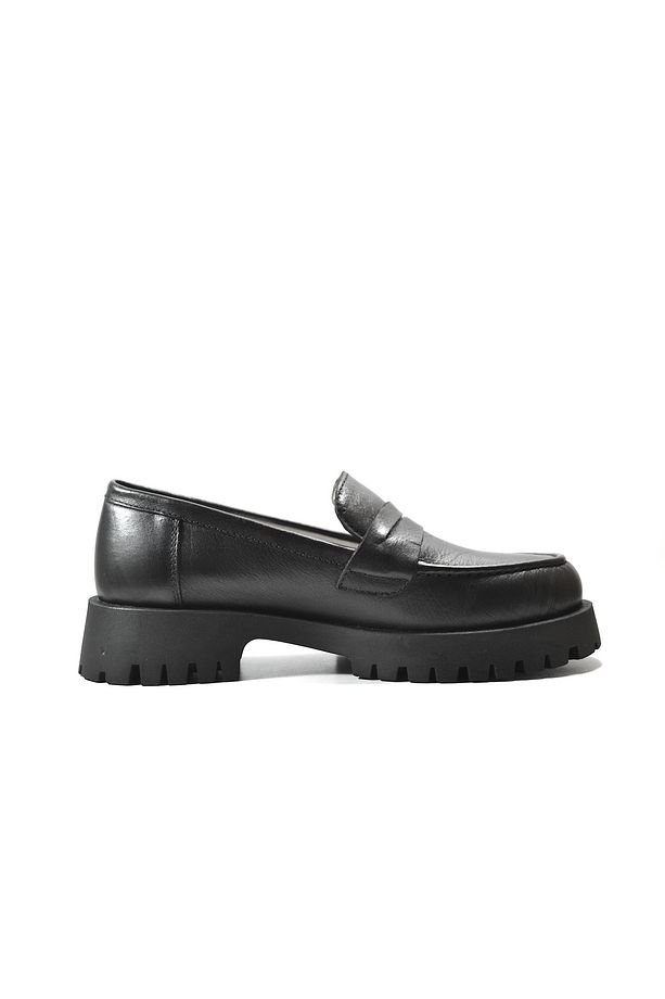 LF.200 Hakiki Deri Siyah Kalın Taban Loafer Kadın Ayakkabı - 4