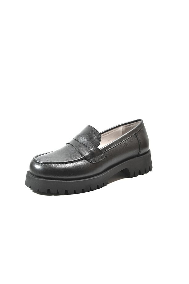 LF.200 Hakiki Deri Siyah Kalın Taban Loafer Kadın Ayakkabı - 2