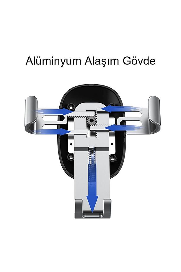 Araç İçi Ayarlanabilir Izgara Klipsli Yapışkanlı 15W Kablosuz Şarjlı Araç Tutucu - 5