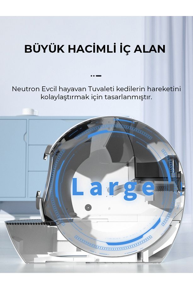Akıllı Kedi Tuvaleti, Uv Işını Ile Bakterileri Öldürme, Koku Geçirmez - Uygulama Üzerinden Kontrol - 3