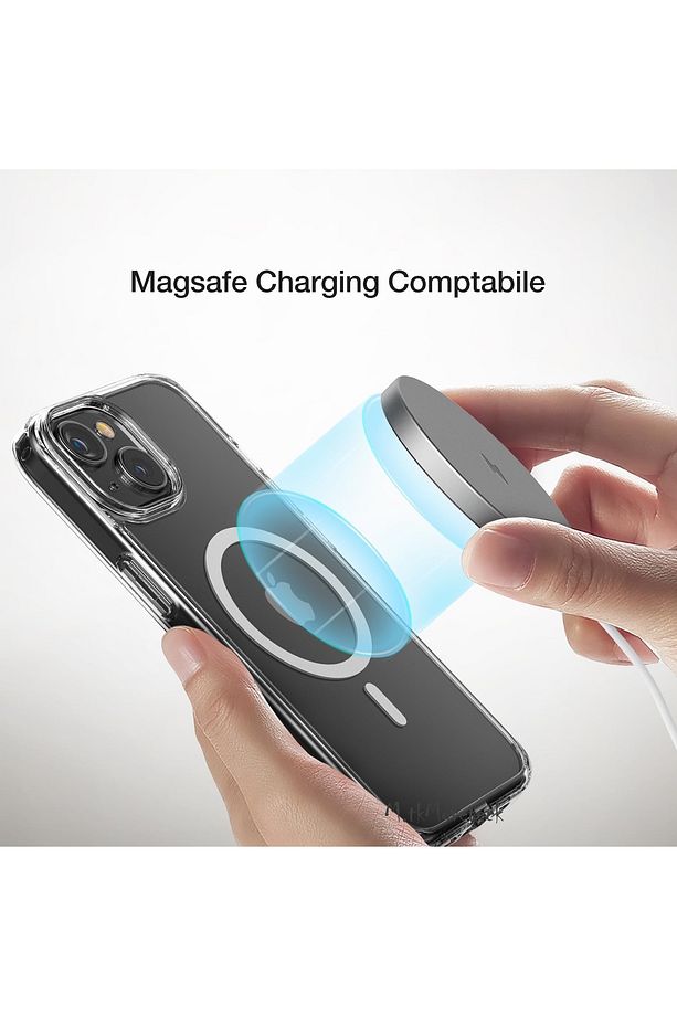 İphone 15 Kılıf Magsafe Wireless Kablosuz Şarj Destekli Sert Silikon Şeffaf Kapak Manyetik - 6
