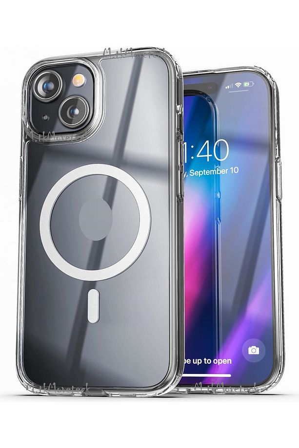 İphone 15 Kılıf Magsafe Wireless Kablosuz Şarj Destekli Sert Silikon Şeffaf Kapak Manyetik - 3