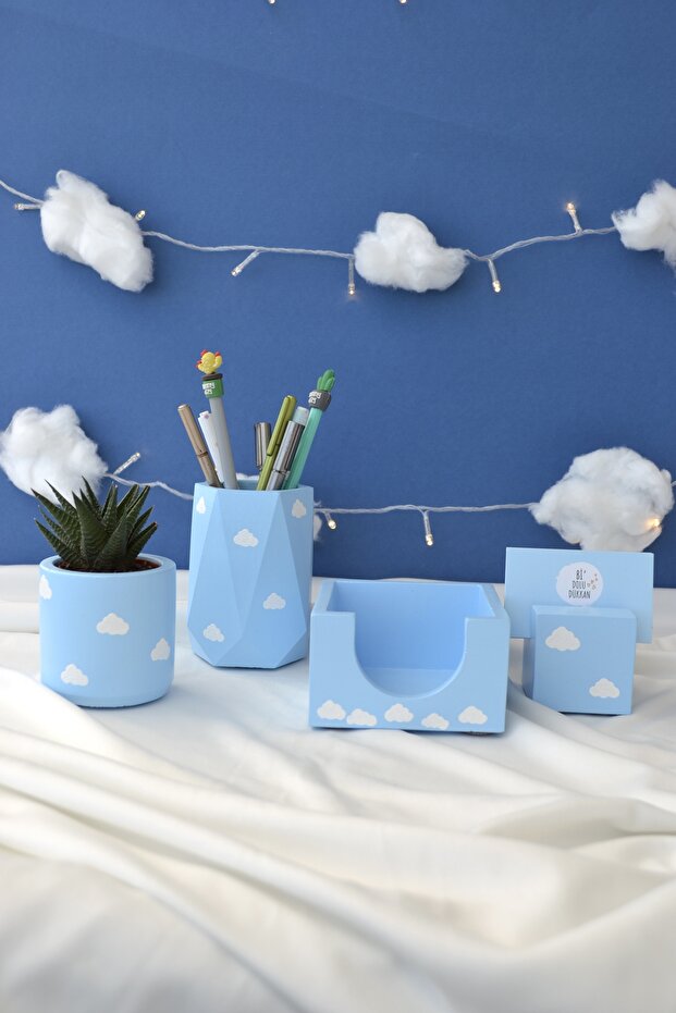 Five Piece Office Set| Pen Holder Flower Pot Plant Notepad Holder Business Card Holder