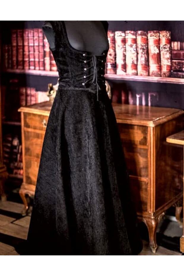 Kadife Vintage Yelek Ve Uzun Etek - 1