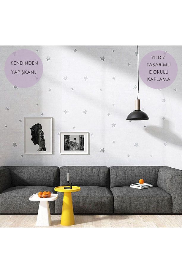 Kendinden Yapışkanlı Yıldız Görünümlü Duvar Kağıdı Çocuk Odası Kaplama Dolap - 4