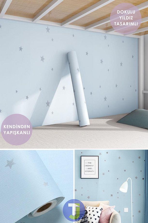 Kendinden Yapışkanlı Yıldız Görünümlü Mutfak Duvar Dolap Çocuk Odası Kaplama 60X100cm - 1