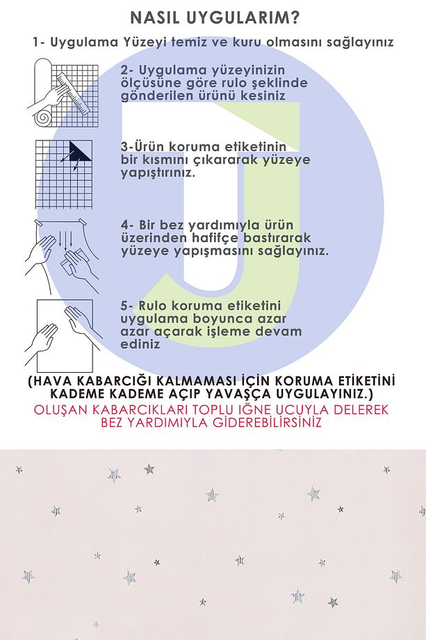 Kendinden Yapışkanlı Yıldız Görünümlü Mutfak Duvar Dolap Çocuk Odası Kaplama 60X100cm - 6