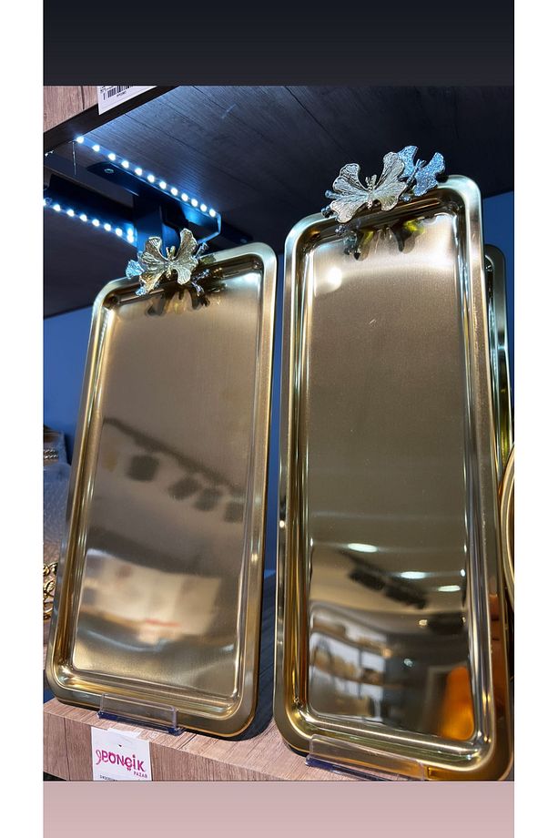 6 Adet Gold Renk Tepsi Uzun - 2