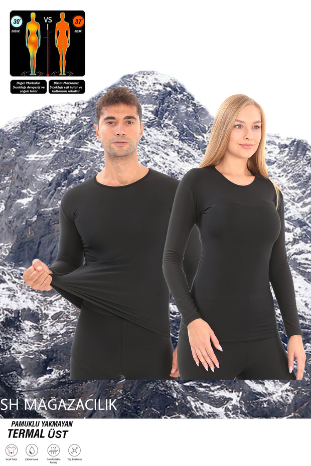 Unisex Winter Thermal Underwear, Warm Cotton Non-Burning Top Undershirt Underwear