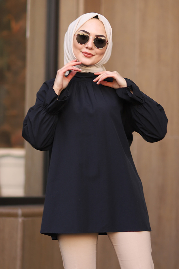 Gathered Sleeves Poplin Shirt