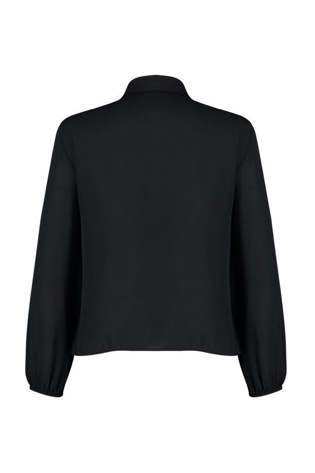 Siyah Çıkarılabilir Fiyonklu Oversize Dokuma Gömlek TWOAW24GO00164 - 8