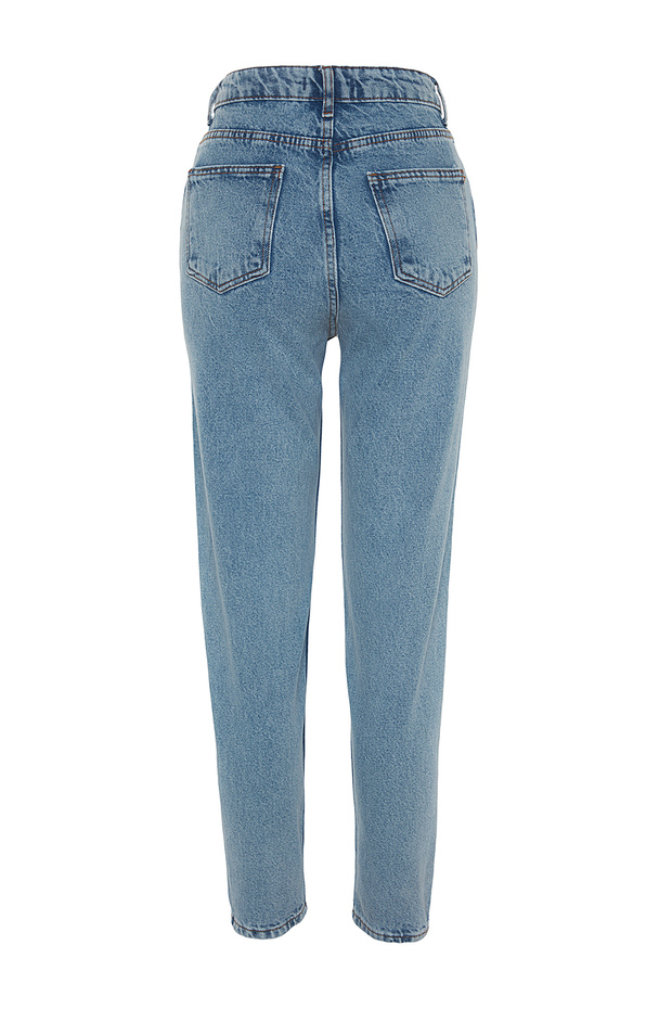 Indigo Yüksek Bel Mom %100 Pamuk Non-Stretch Jeans TWOSS23JE00067 - 9