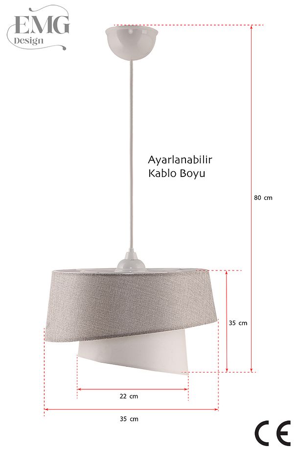 Kumaş Manolya Modern Tekli Avize ve 2 Li Abajur Seti - 4
