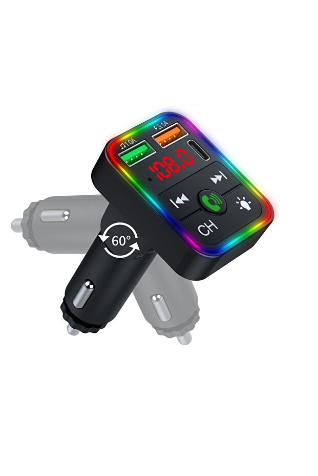 C618 Rgb Işıklı PD 18 + QC 3.1A Şarj Oynar Başlıklı Bluetooth 5.1V Fm Transmitter - 4