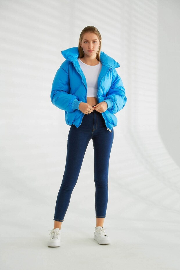 High Collar Pocket Puffer Jacket - 3