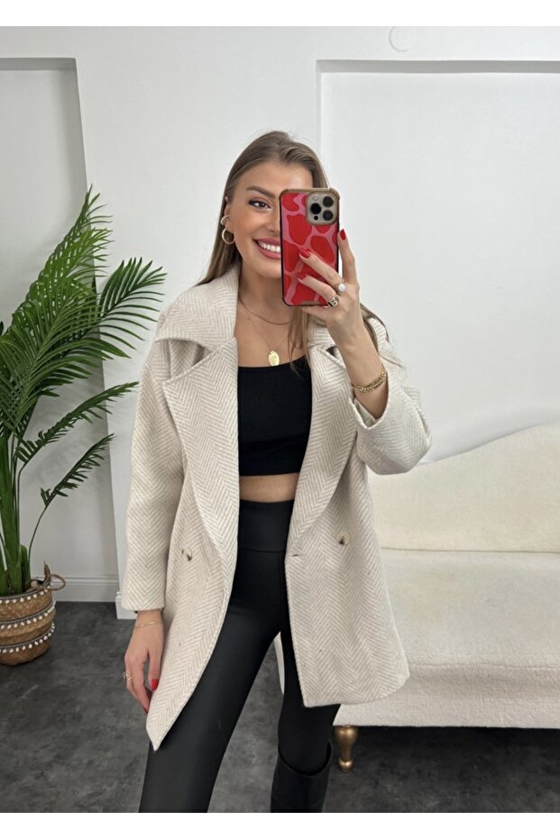 PŁASZCZ Z WZOREM W JODEŁKĘ - 3