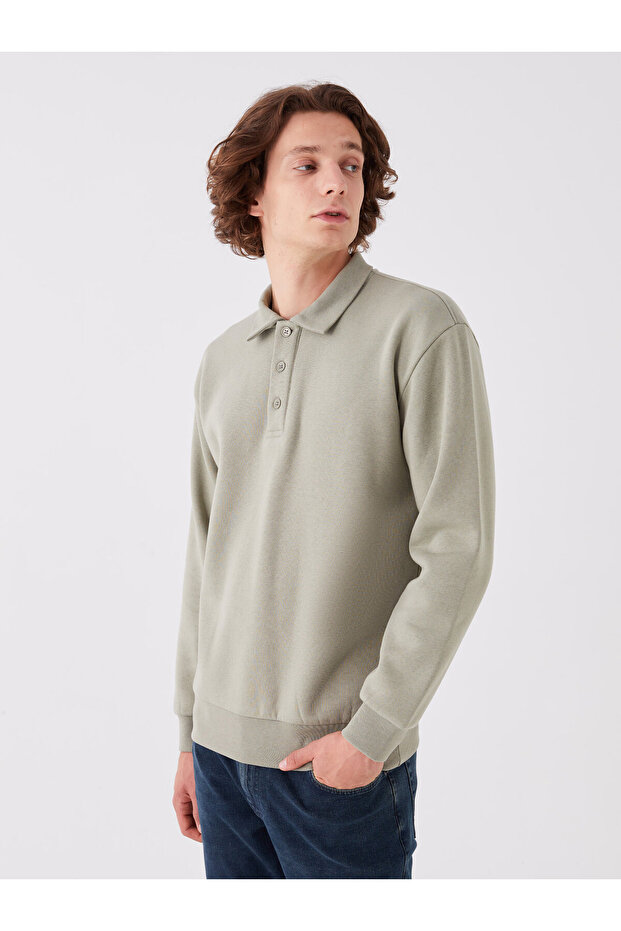 Férfi pulóver - póló nyakú, hosszú ujjú - 2